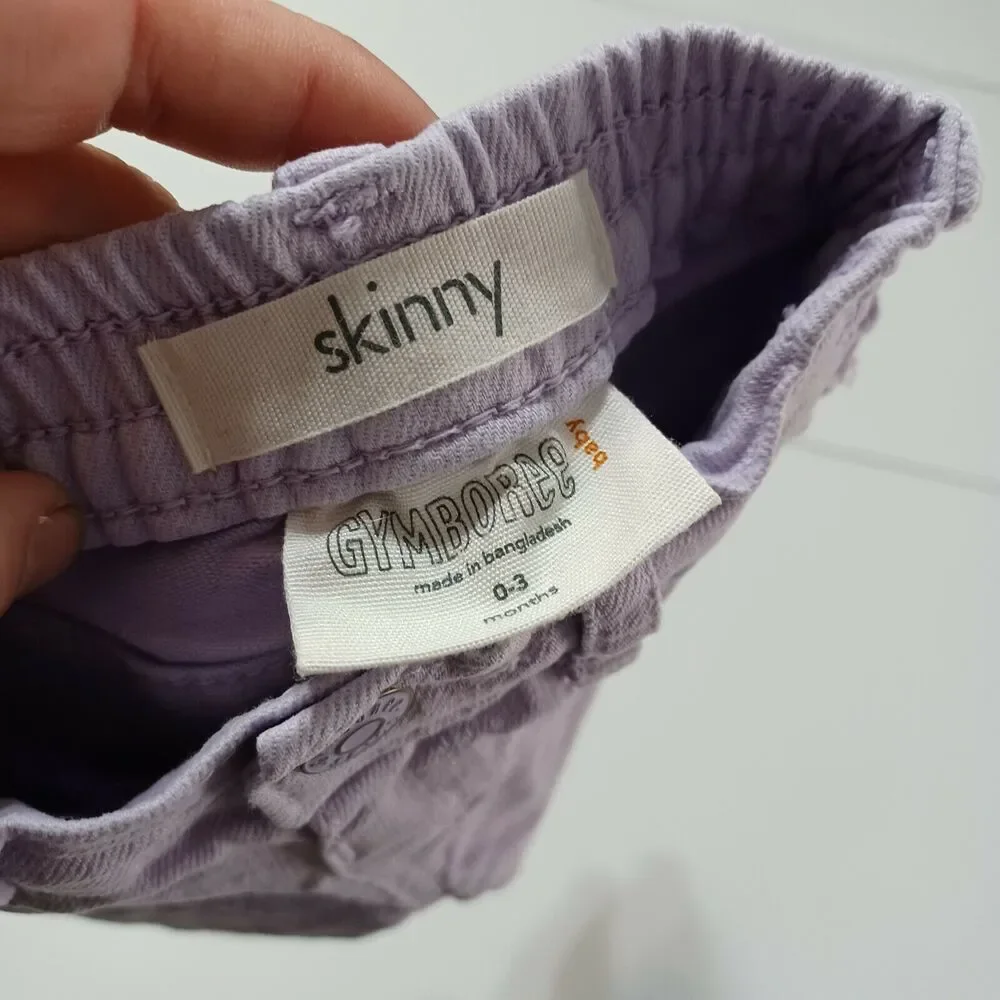 Gymboree Baby Toddler Girls 0-3M Skinny Leg Jeans Purple Stretch Pockets‎ Denim